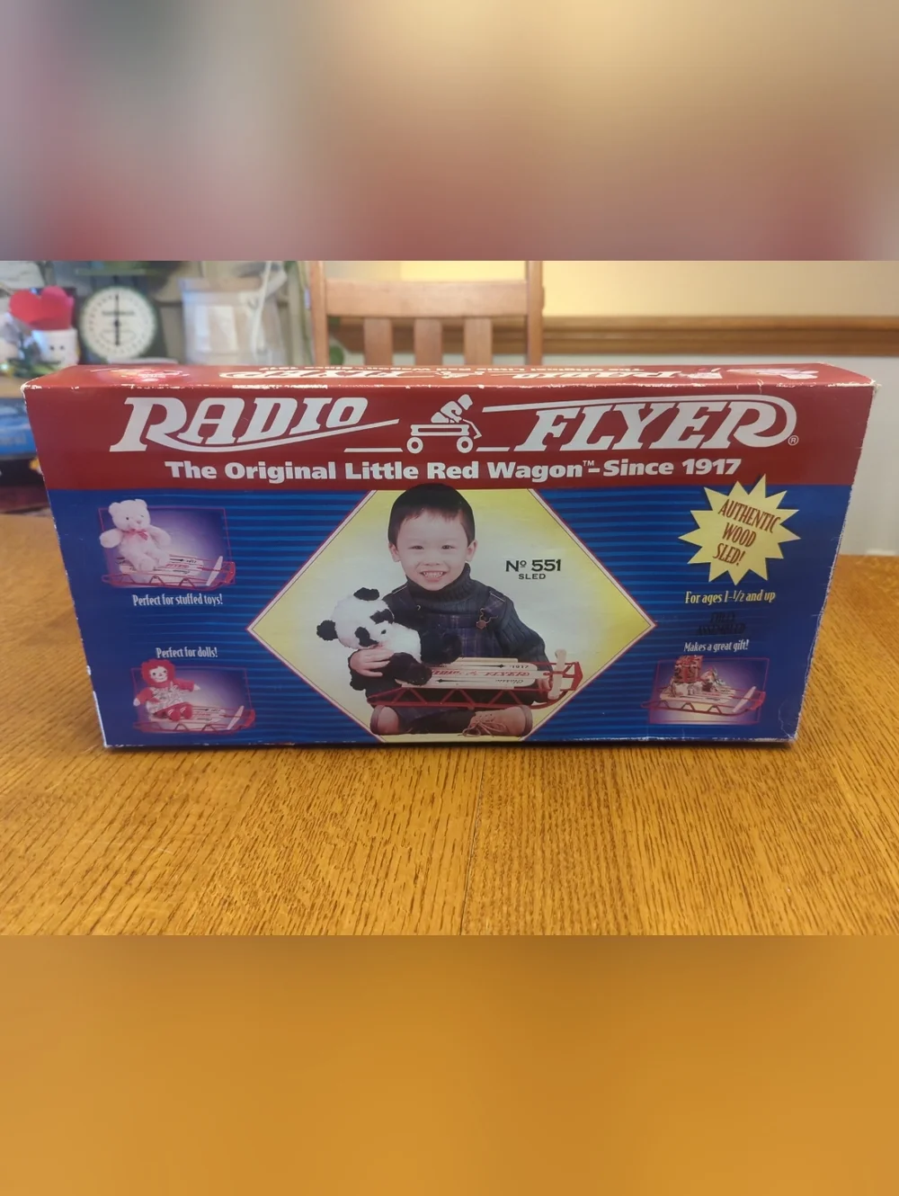 Radio Flyer The Original Wooden Toy Sled - Model #551- Decoration, Dolls, Gifts